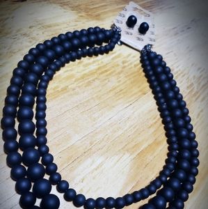 Gunpowder Matte Black Necklace and Earring Set